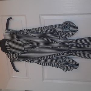 Striped peekaboo shoulder dress